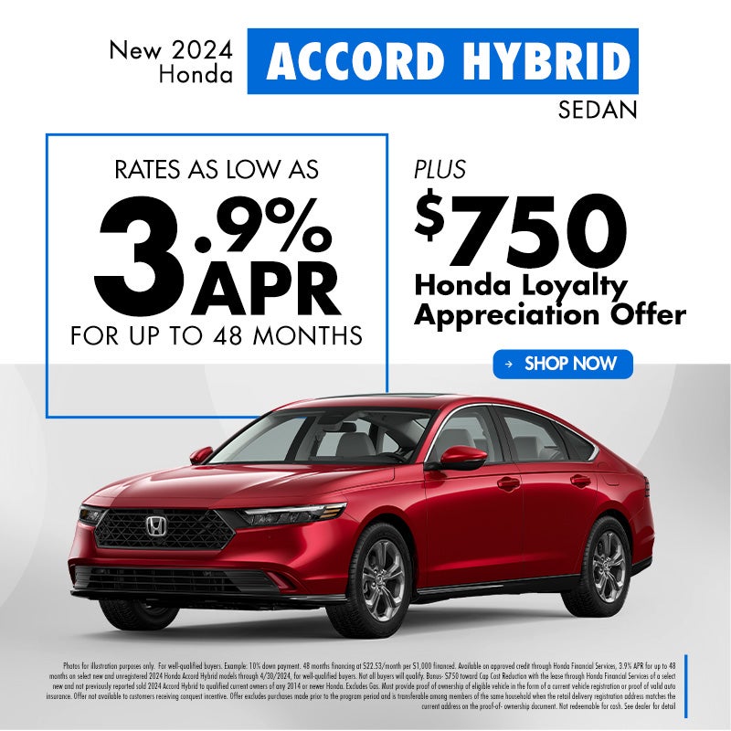 2024 Honda Accord Hybrid 3.9% APR | $750 Honda Bonus